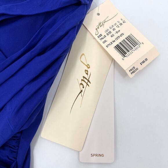 GOTTEX Lattice Gathered One Piece Swimsuit Womens 8 Blue Strapless Convertible - Picture 13 of 16